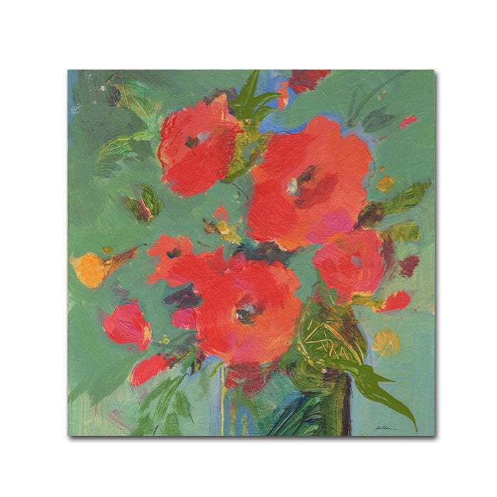 Sheila Golden Crimson Bouquet Canvas Wall Art 14 x 14 Image 1