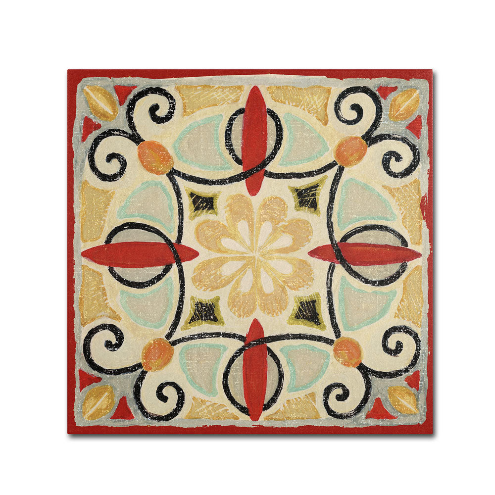 Daphne Brissonnet Bohemian Rooster Tile Square II Canvas Wall Art 14 x 14 Image 1