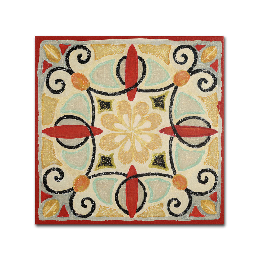 Daphne Brissonnet Bohemian Rooster Tile Square II Canvas Wall Art 14 x 14 Image 2