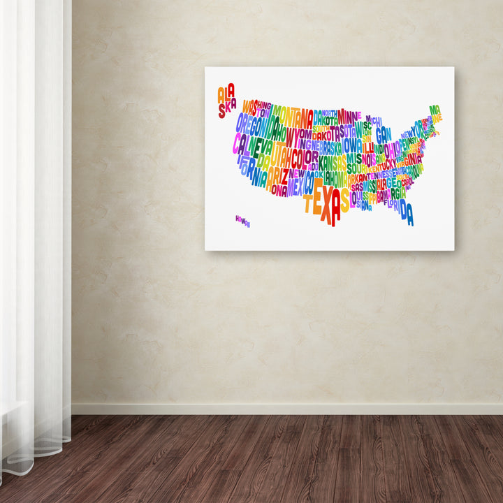 Michael Tompsett US Typography Text Map Canvas Wall Art 35 x 47 Inches Image 3