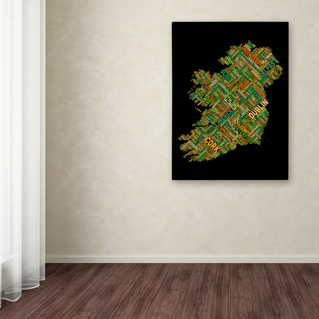 Michael Tompsett Ireland Eire City Text Map Canvas Wall Art 35 x 47 Inches Image 3