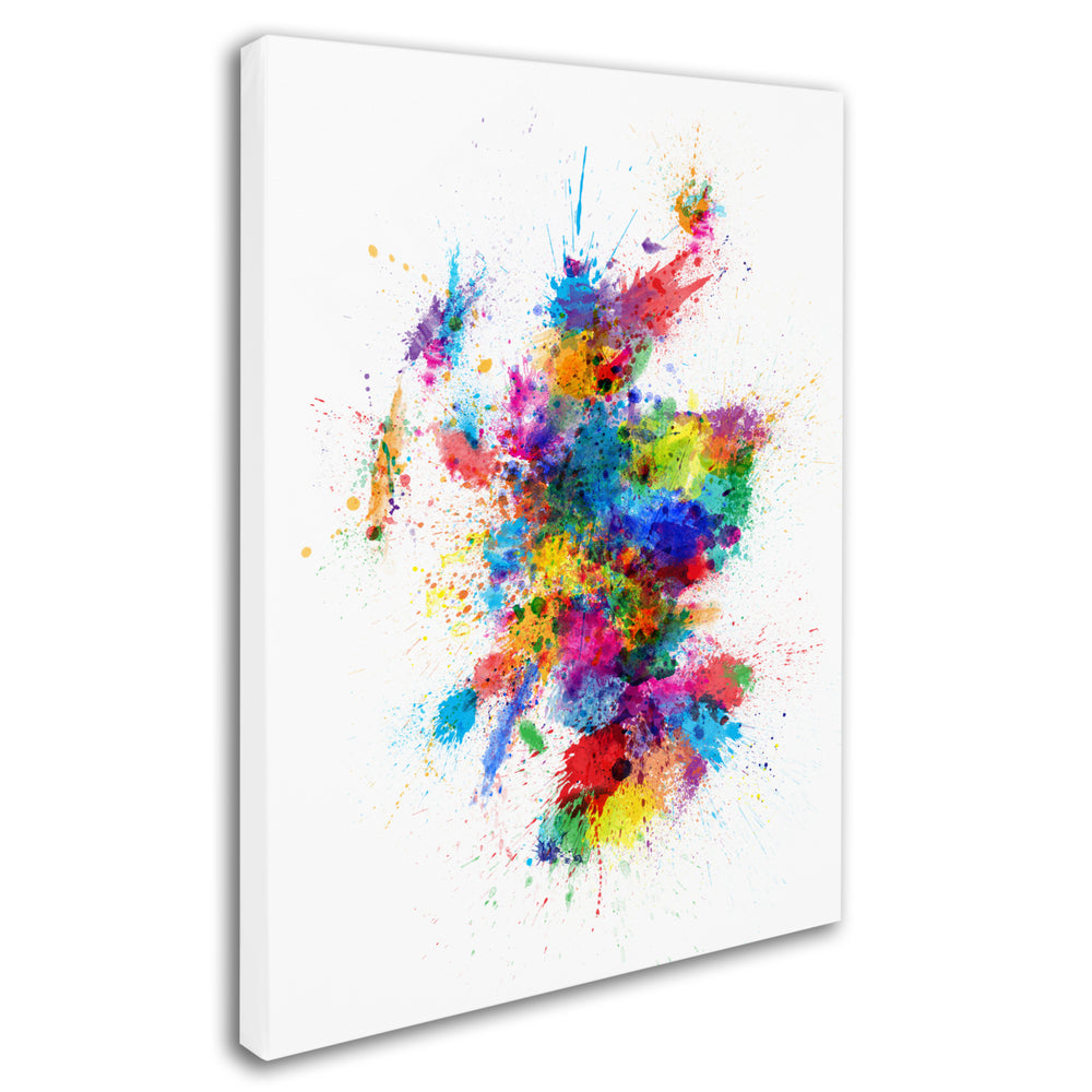 Michael Tompsett Scotland Paint Splashes Map Canvas Wall Art 35 x 47 Inches Image 2