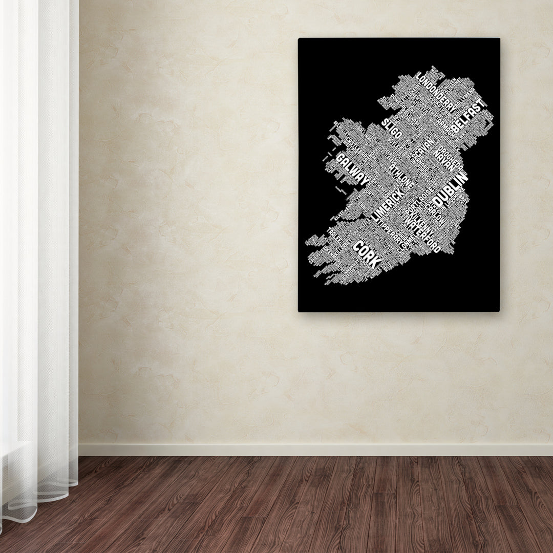 Michael Tompsett Ireland Eire City Text Map BandW Canvas Wall Art 35 x 47 Inches Image 3