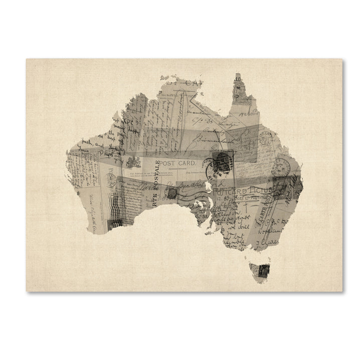 Michael Tompsett Old Postcard Map of Australia Canvas Wall Art 35 x 47 Inches Image 1