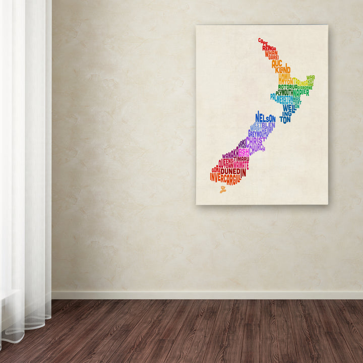 Michael Tompsett Zealand Typography Map 3 Canvas Wall Art 35 x 47 Inches Image 3