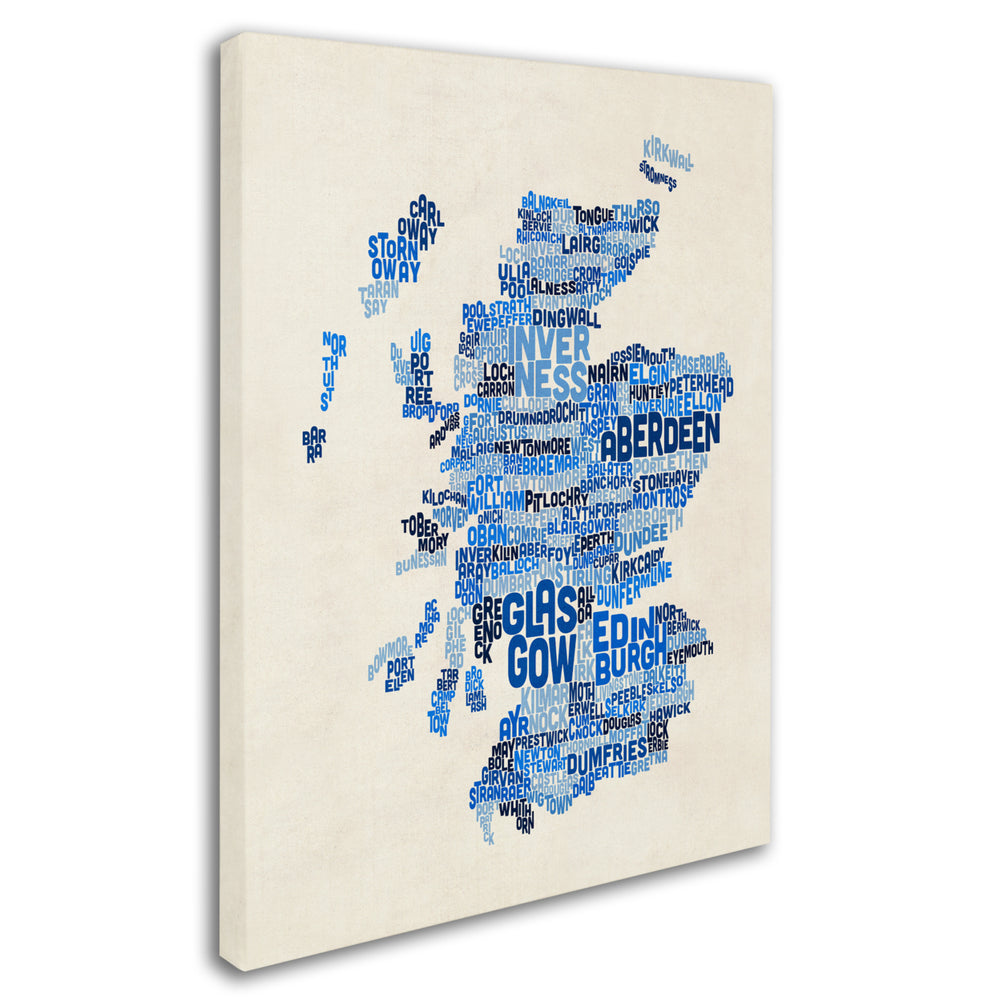 Michael Tompsett Scotland Typography Text Map 2 Canvas Wall Art 35 x 47 Inches Image 2