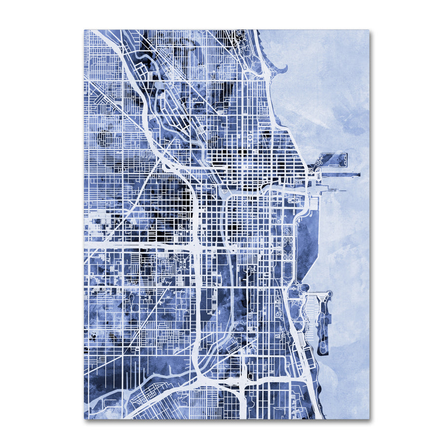 Michael Tompsett Chicago City Street Map BandW Canvas Wall Art 35 x 47 Inches Image 1