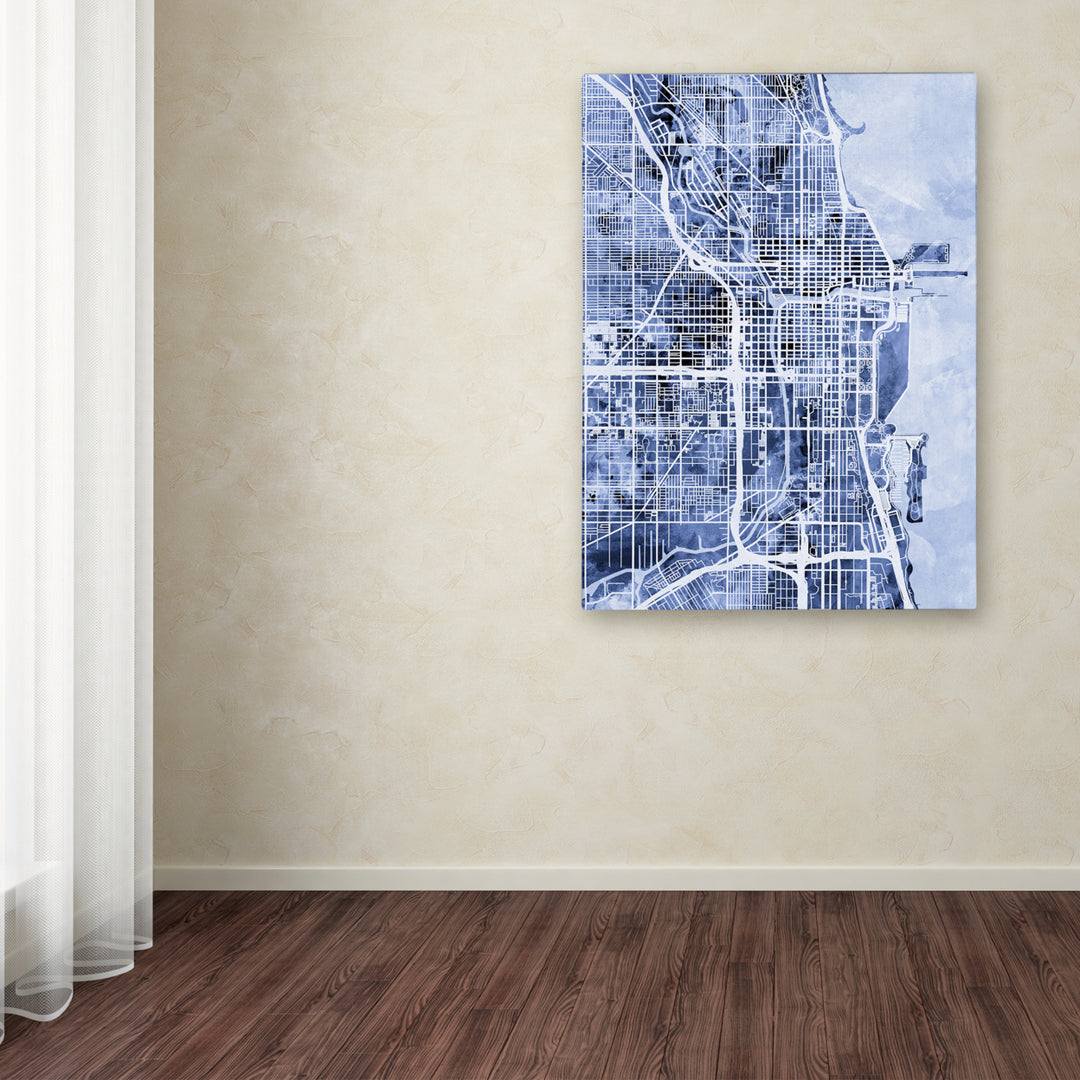 Michael Tompsett Chicago City Street Map BandW Canvas Wall Art 35 x 47 Inches Image 3