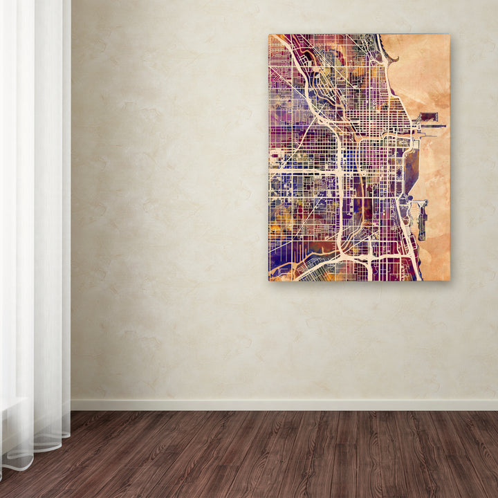 Michael Tompsett Chicago City Street Map Canvas Wall Art 35 x 47 Inches Image 3