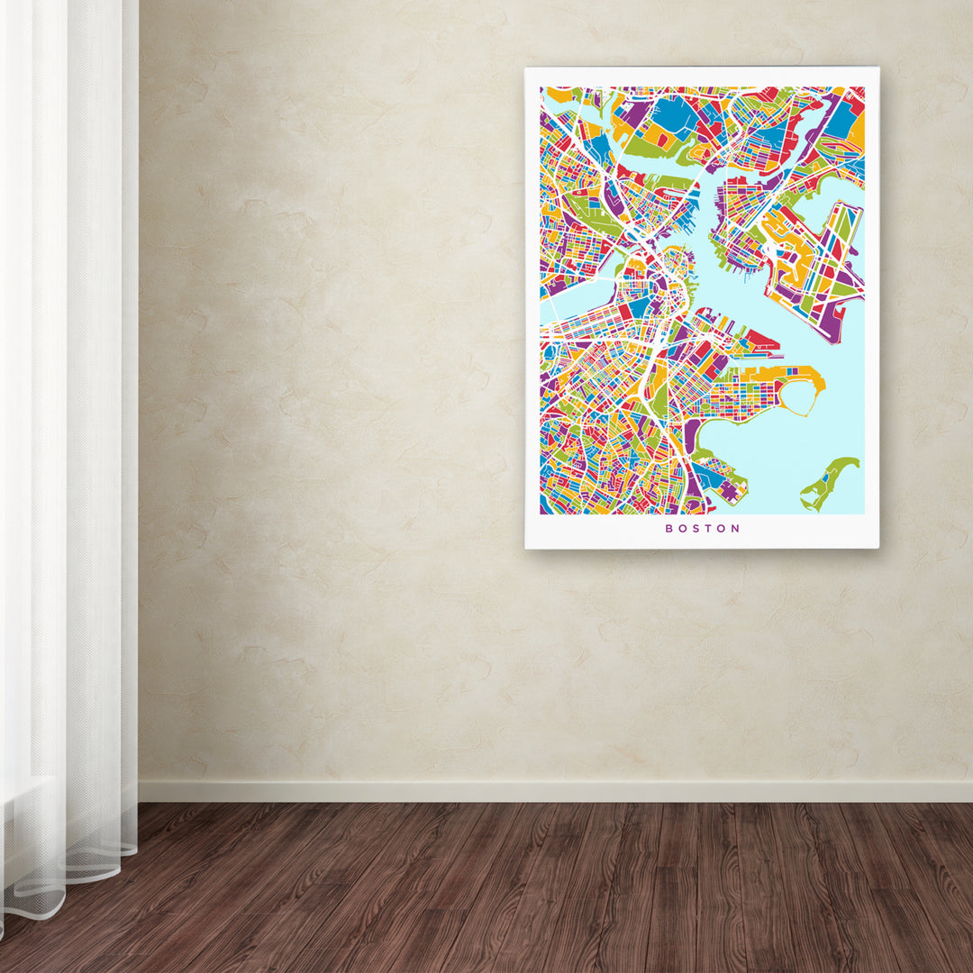 Michael Tompsett Boston MA Street Map 2 Canvas Wall Art 35 x 47 Inches Image 3