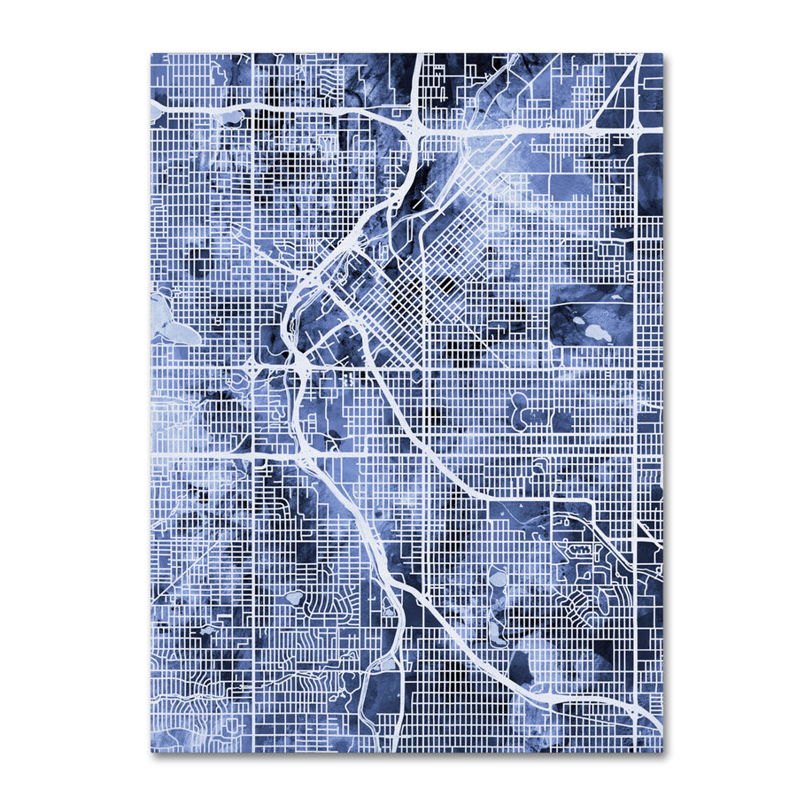 Michael Tompsett Denver Colorado Street Map BandW Canvas Wall Art 35 x 47 Inches Image 1