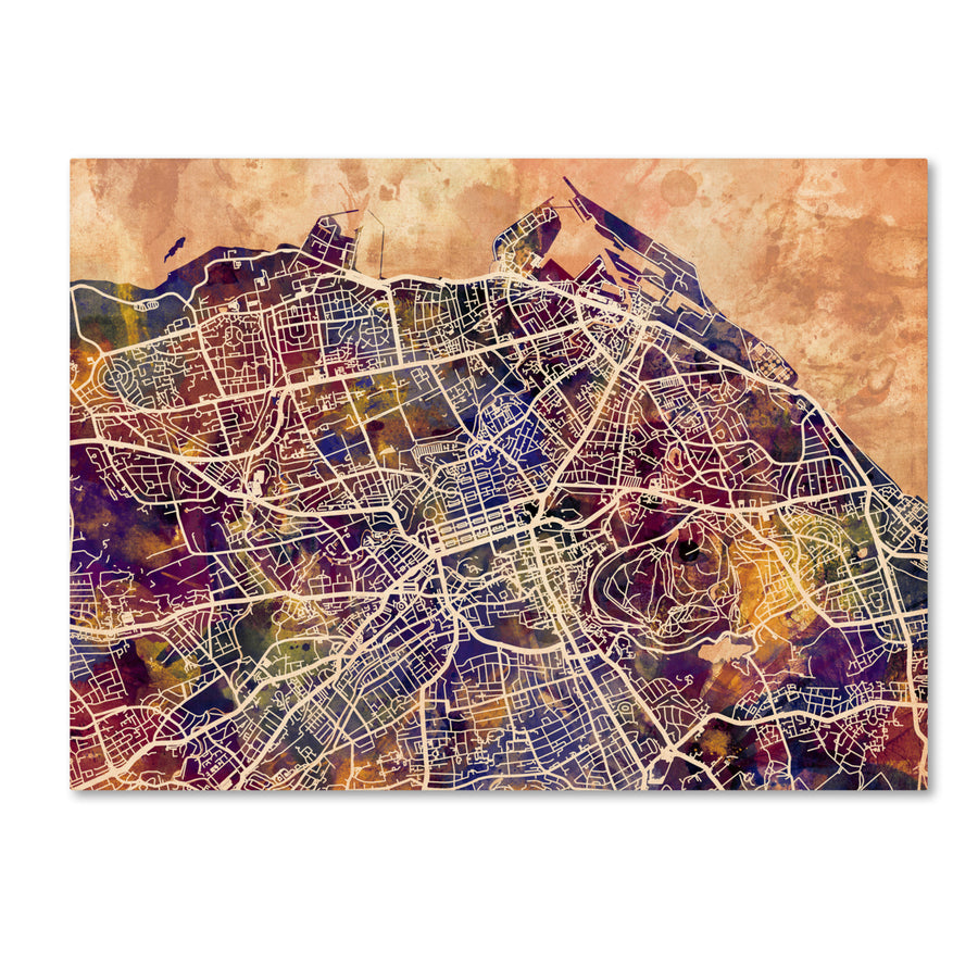 Michael Tompsett Edinburgh Street Map Canvas Wall Art 35 x 47 Inches Image 1