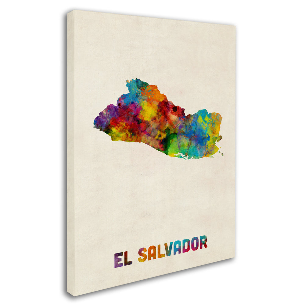 Michael Tompsett El Salvador Watercolor Map Canvas Wall Art 35 x 47 Inches Image 2