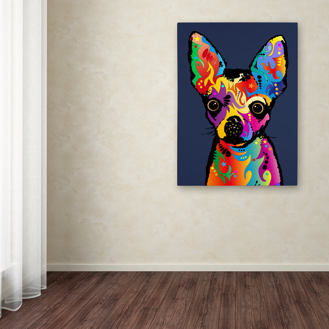 Michael Tompsett Chihuahua Dog Blue Canvas Wall Art 35 x 47 Inches Image 3