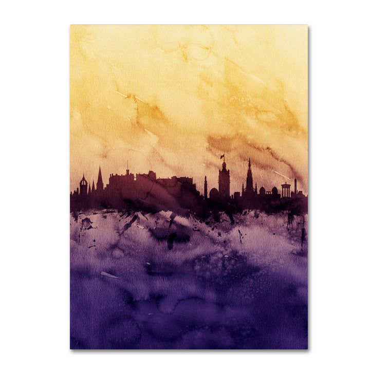 Michael Tompsett Edinburgh Skyline Tall Yellow Canvas Wall Art 35 x 47 Inches Image 1