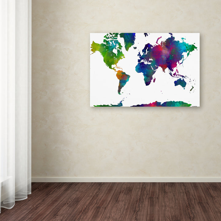 Marlene Watson World Map Clr-1 Canvas Wall Art 35 x 47 Inches Image 3