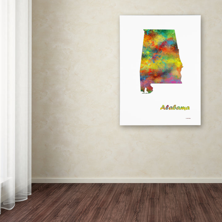 Marlene Watson Alabama State Map-1 Canvas Wall Art 35 x 47 Inches Image 3