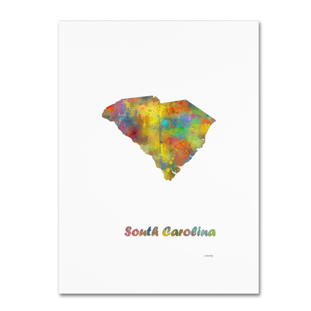 Marlene Watson South Carolina State Map-1 Canvas Wall Art 35 x 47 Inches Image 1