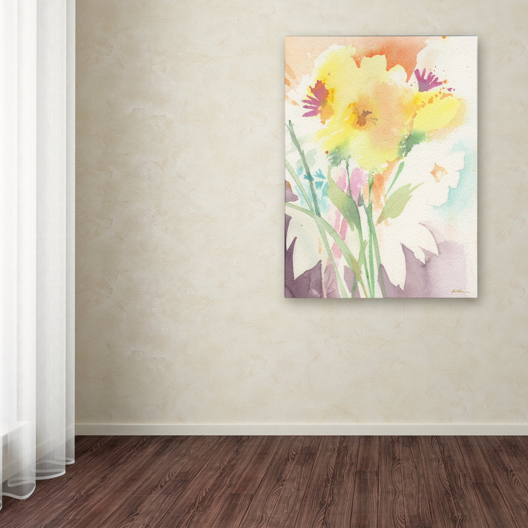 Sheila Golden Yellow Flower Blossoming Canvas Wall Art 35 x 47 Inches Image 3