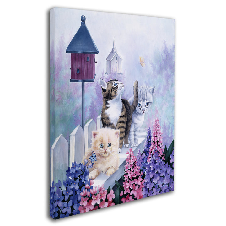 Jenny Newland Cats In Front Of The Birdfeeder Canvas Wall Art 35 x 47 Inches Image 2