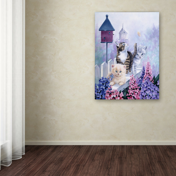Jenny Newland Cats In Front Of The Birdfeeder Canvas Wall Art 35 x 47 Inches Image 3