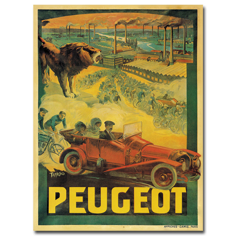 Francisco Tamagno Peugeot Cars 1908 Canvas Wall Art 35 x 47 Image 1