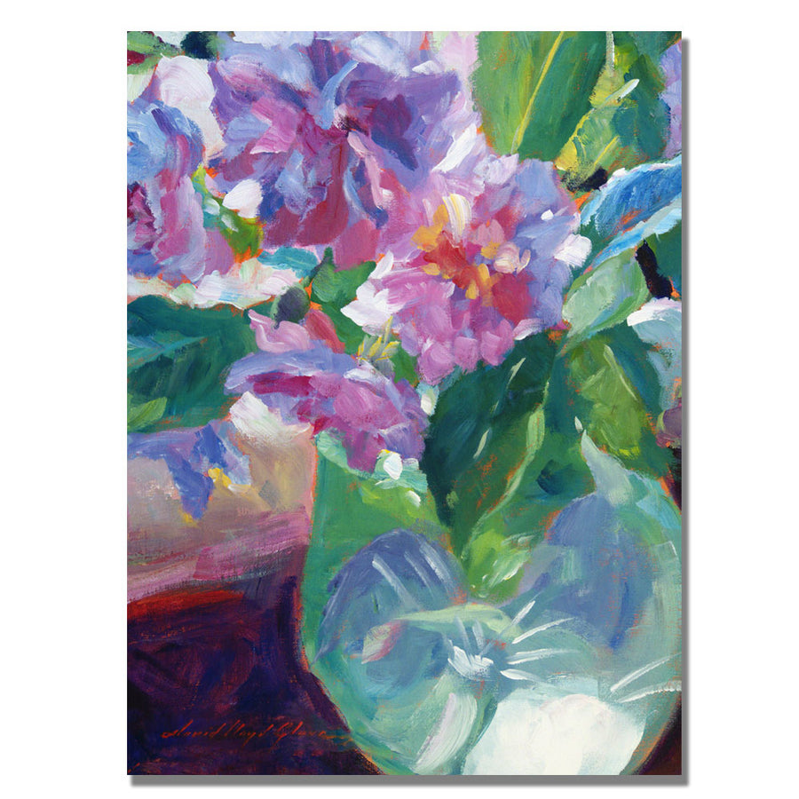 David Lloyd Glover Pink Flowers in Green Vase Canvas Wall Art 35 x 47 Image 1