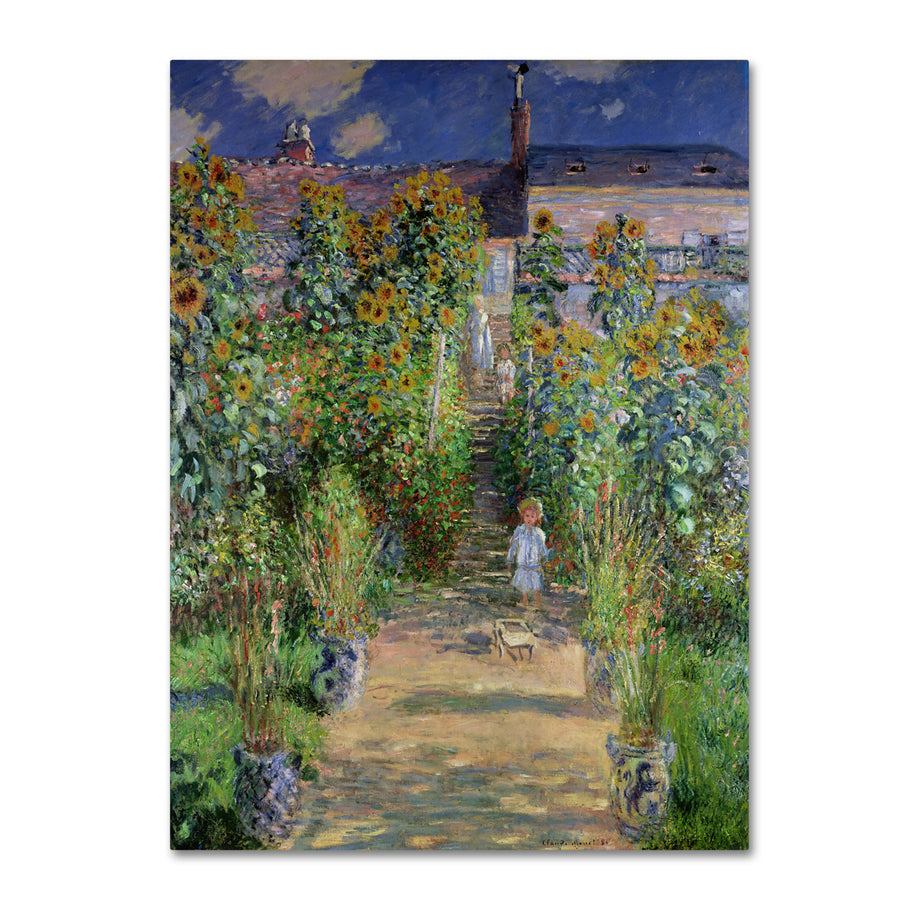 Claude Monet The Artists Garden at Vetheuil Canvas Wall Art 35 x 47 Image 1