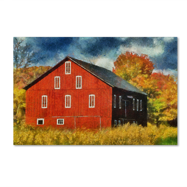 Lois Bryan Red Barn In Autumn Canvas Wall Art 35 x 47 Image 1