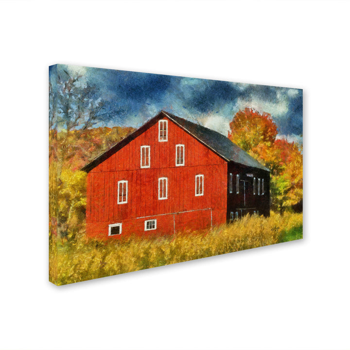 Lois Bryan Red Barn In Autumn Canvas Wall Art 35 x 47 Image 2