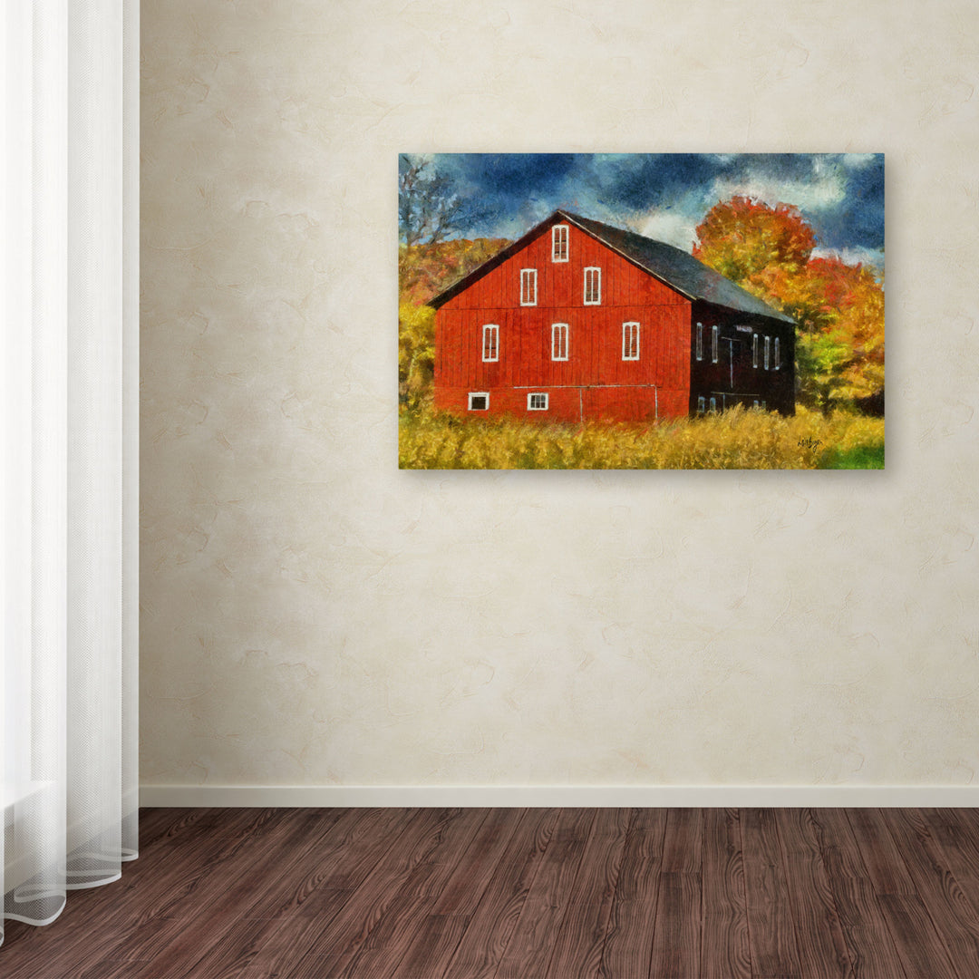 Lois Bryan Red Barn In Autumn Canvas Wall Art 35 x 47 Image 3