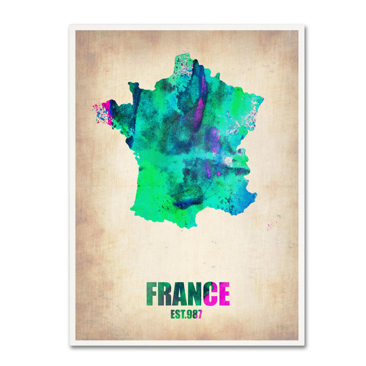 Naxart France Watercolor Map Canvas Wall Art 35 x 47 Inches Image 1