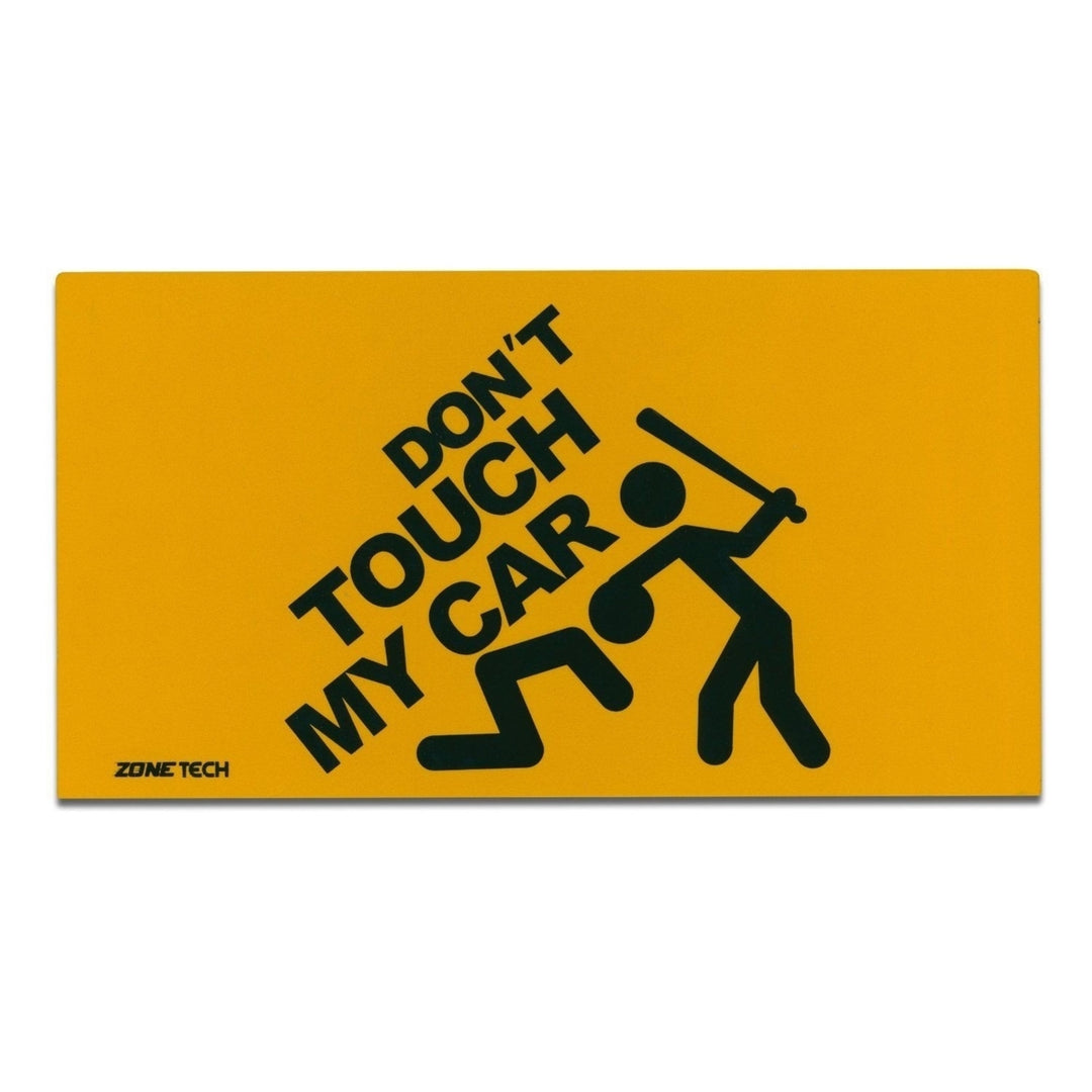 Zone Tech Humorous Reflective Vehicle Bumper Magnet Yellow Dont Touch My Car Image 1