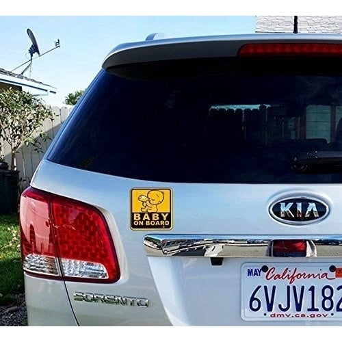 Zone Tech Highly Reflective Yellow and Black Baby on Board Bottle Bumper Car Magnet Image 3