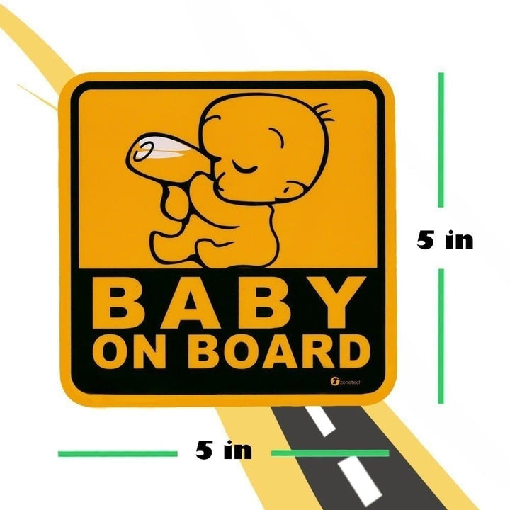 Zone Tech Highly Reflective Yellow and Black Baby on Board Bottle Bumper Car Magnet Image 6