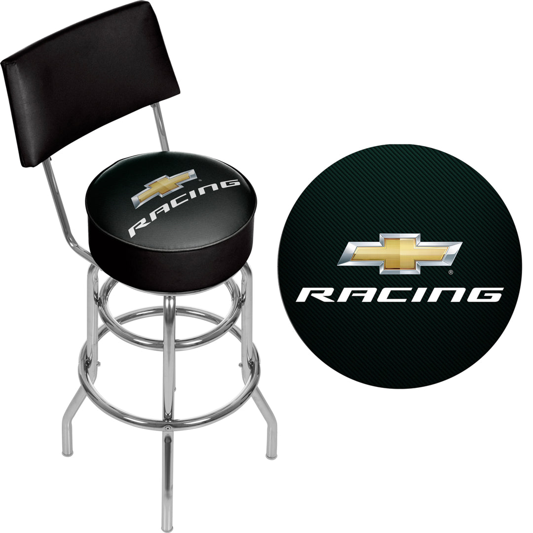 Chevrolet Swivel Swivel Bar Stool with Back - Chevy Racing Image 2