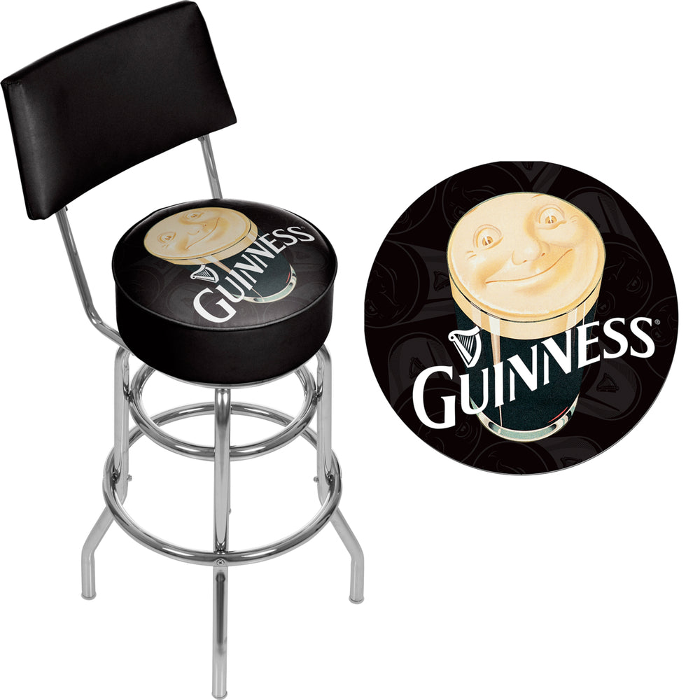 Guinness Swivel Swivel Bar Stool with Back - Smiling Pint Image 2