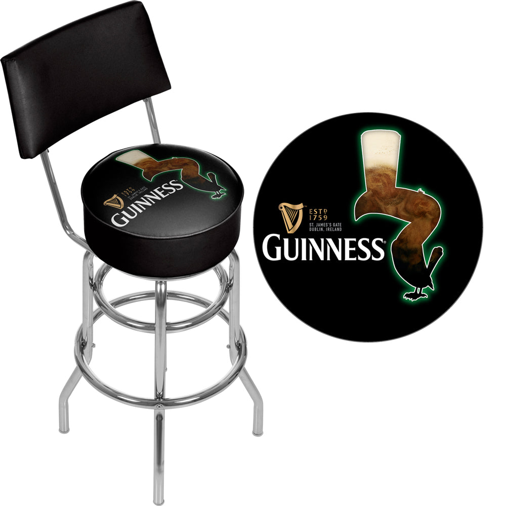 Guinness Swivel Swivel Bar Stool with Back - Feathering Image 2
