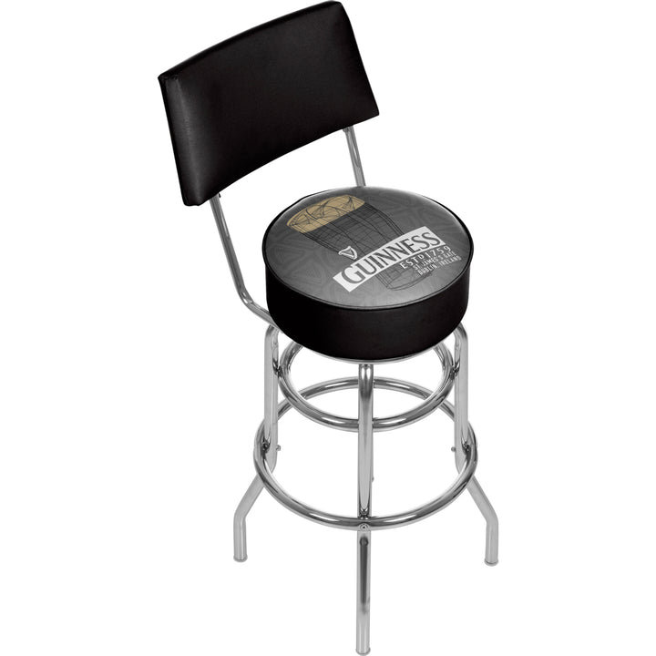 Guinness Swivel Swivel Bar Stool with Back - Line Art Pint Image 1