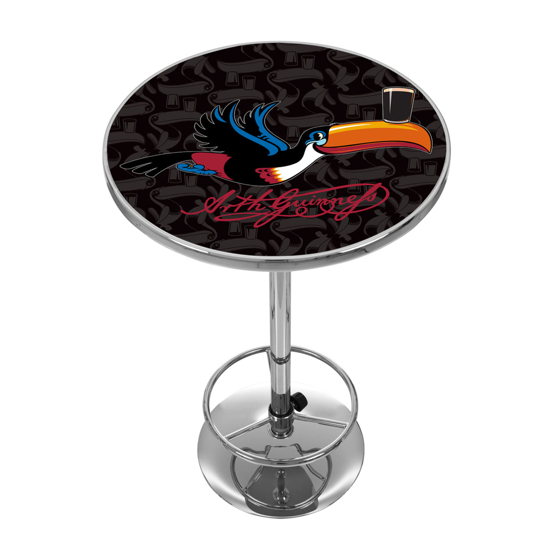 Guinness Chrome Pub Table 42 Inch Toucan Design Adjustable Foot Rest Image 1