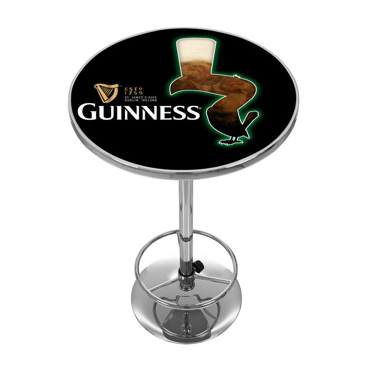 Guinness Chrome Pub Table 42 Inch Feathering Pint Adjustable Foot Rest Image 1