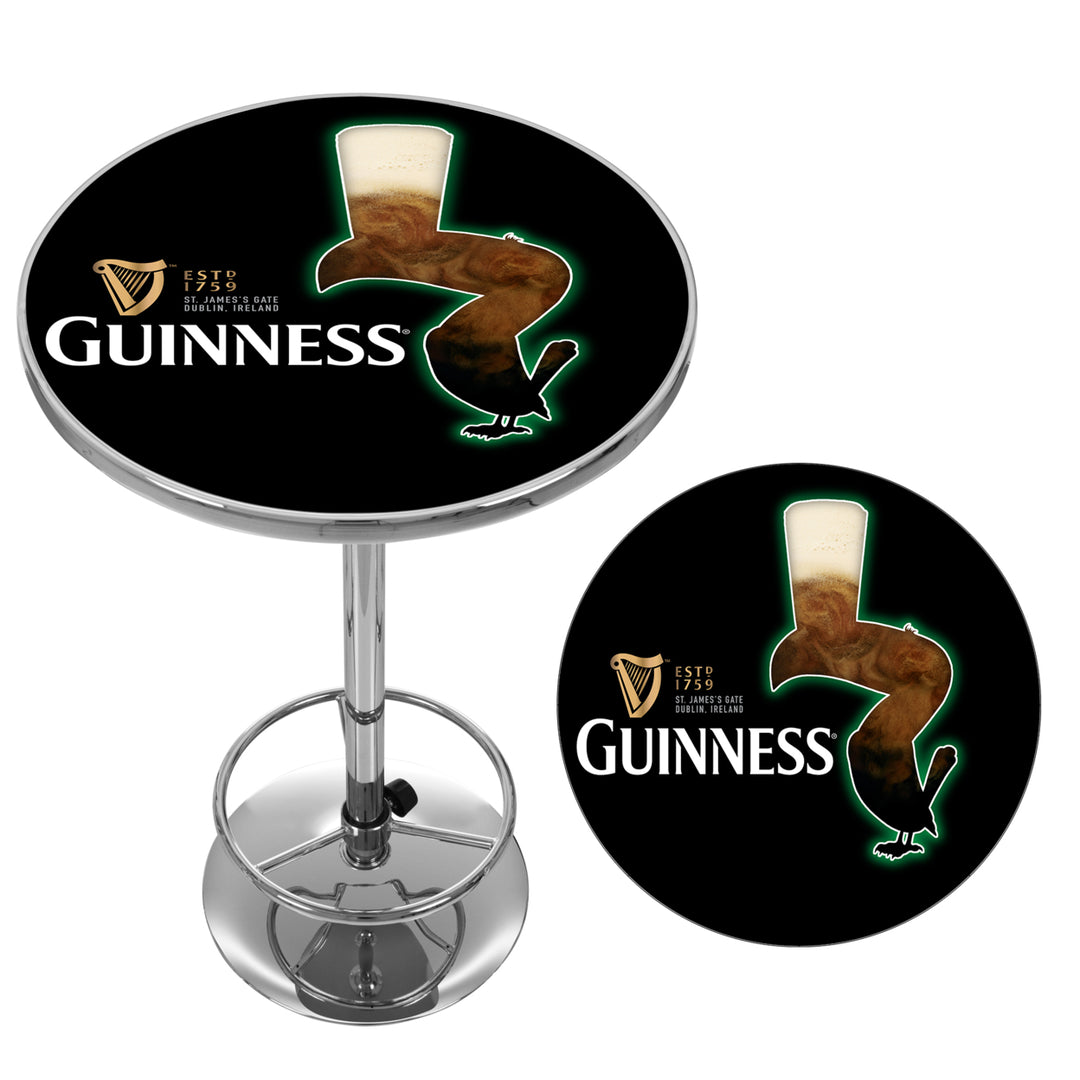 Guinness Chrome Pub Table 42 Inch Feathering Pint Adjustable Foot Rest Image 2