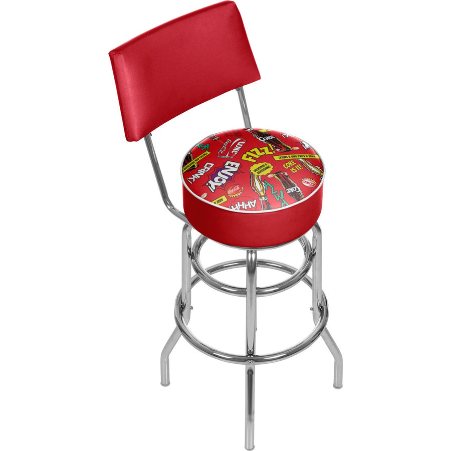 Coca Cola Swivel Swivel Bar Stool with Back - Pop Art Image 1