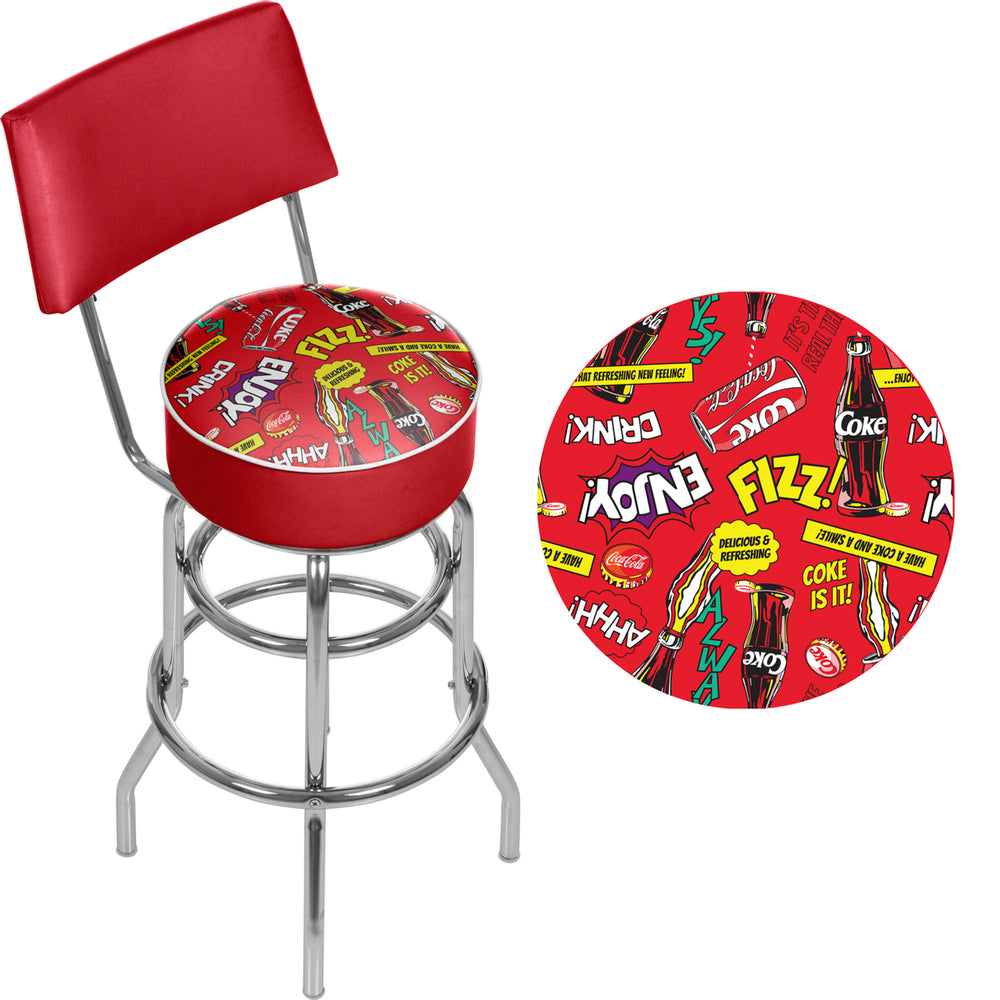 Coca Cola Swivel Swivel Bar Stool with Back - Pop Art Image 2