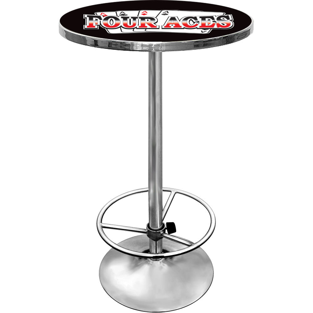 Four Aces Chrome Pub Table 42 Inch Adjustable Foot Rest Image 1