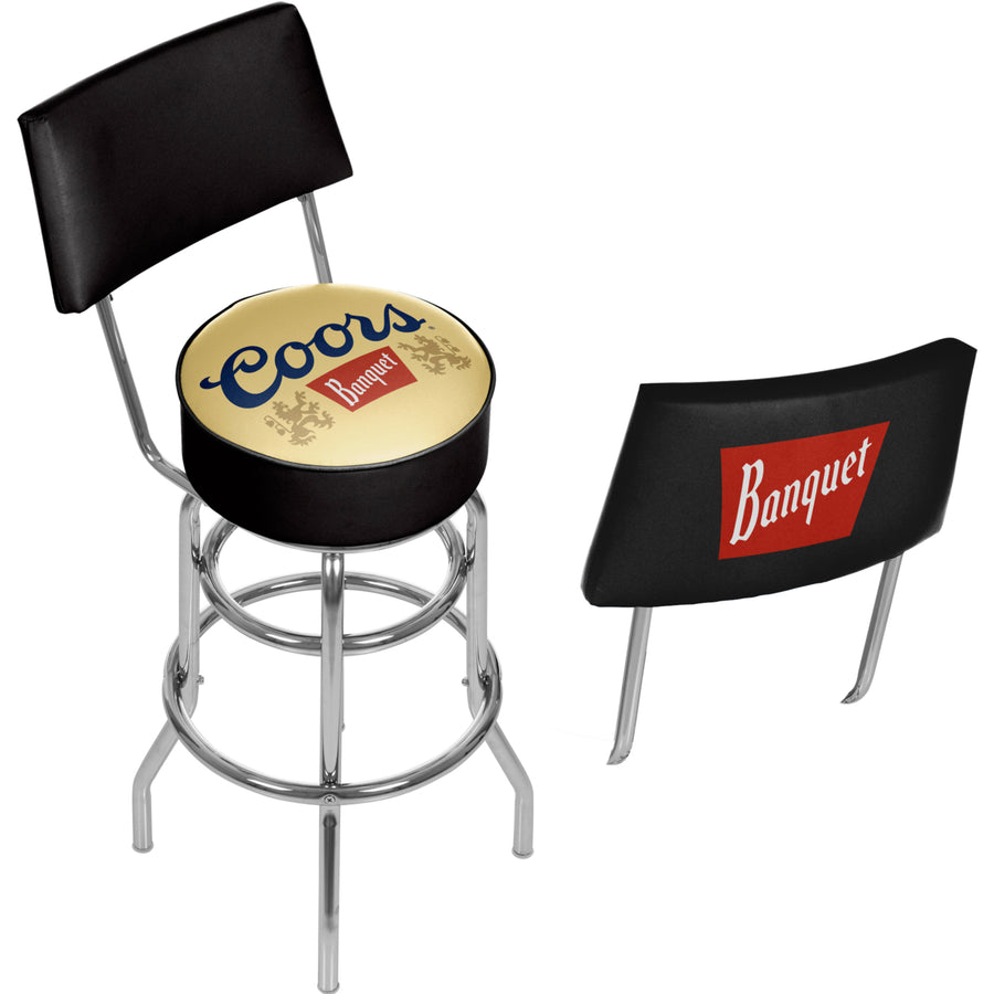 Coors Banquet Padded Swivel Bar Stool with Back Image 1