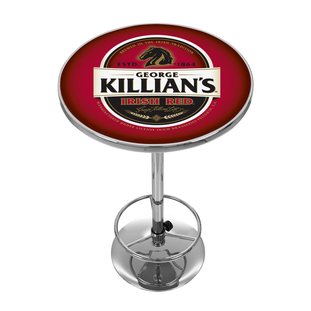 George Killians Irish Red Pub Table 42 Inch Chrome Base Adjustable Foot Rest Image 1