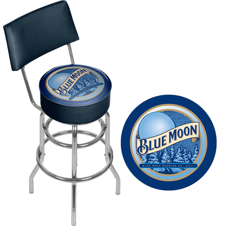 Blue Moon Padded Swivel Bar Stool with Back Image 2