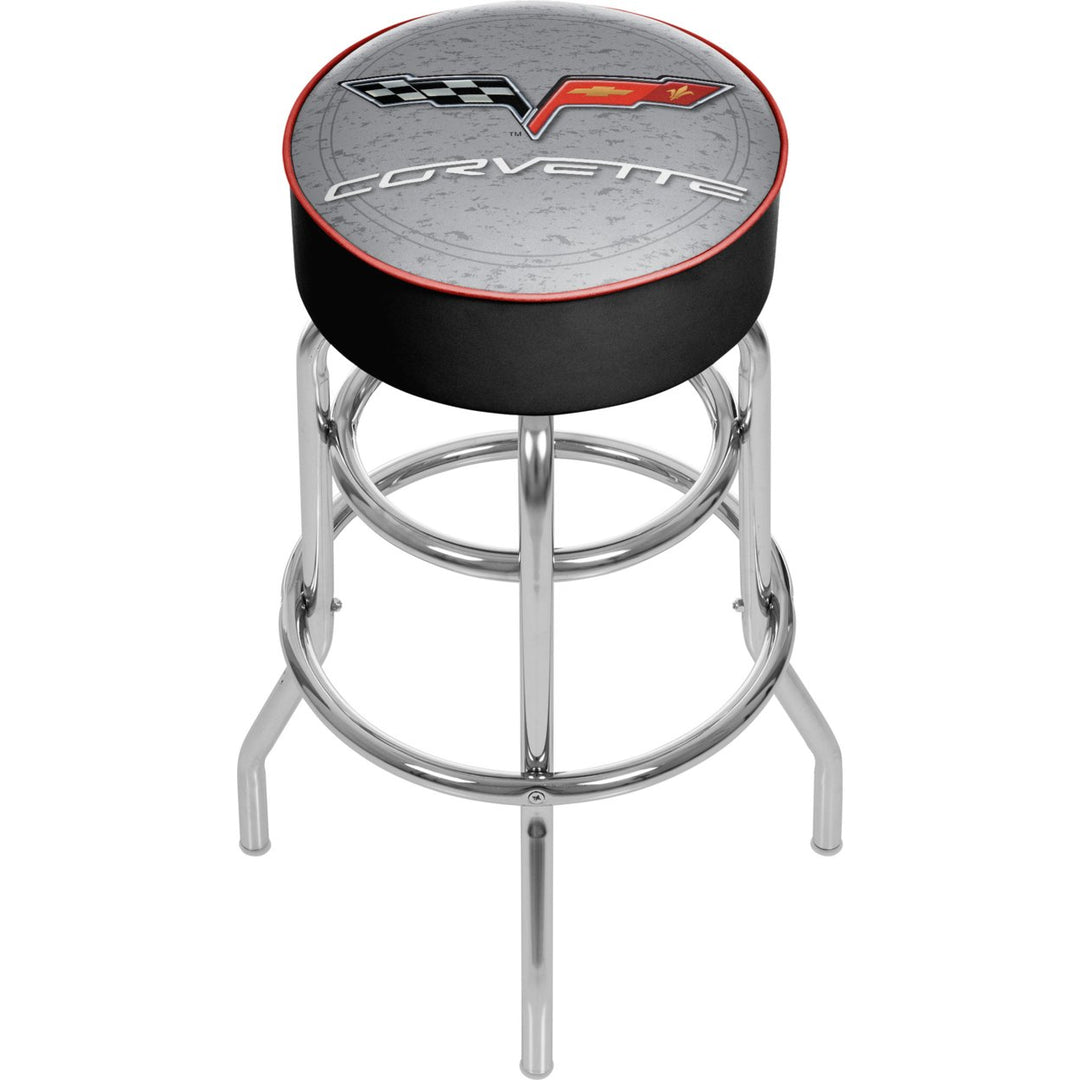 Corvette C6 Silver Padded Swivel Bar Stool 30 Inches High Image 1