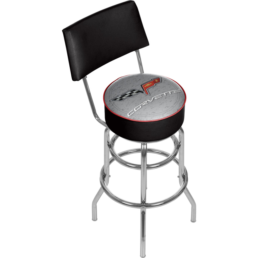 Corvette C6 Padded Swivel Bar Stool with Back Image 1